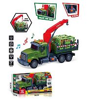 Спецтехніка 688-6 A “Вантажівка з краном”, довжина 33 см, підсвічування, звукові ефекти, інерція, гумові колеса, висувна стріла, 2 тварини, 2 клі