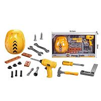 Набір інструментів T 036 B механічний шурупокрут, молоток, викрутка, каска, в боксі