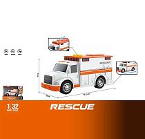 Машинка WY 1109 B “Швидка допомога”, масштаб: 1:32, підсвічування, звуки, інерція, гумові шини, в коробці