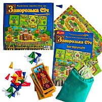 Настільна гра "Запорізька Січ" 12120089У "Ранок", 96 тайлів землі, 40 фішок-воїнів, 40 тайлів-персонажів, поле для підрахунку балів, правила,