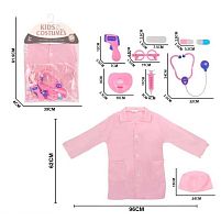 Набір лікаря MJS 006-1 халат лікаря, шапочка, стетоскоп, шприц, термометр, 2 пігулки, в пакеті