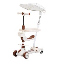 Самокат-беговел триколісний iTrike JR3-167-5BC-BG (колеса: Ø4,33"/Ø3,15"/PU, рама пластик, сидіння, бампер, батьк. ручка, навіс, підсвітка, до 25 кг)