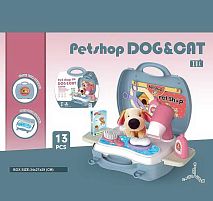 Набір для грумінга 2109 A фен, мило, пляшечки, гребінець, м’яка іграшка, аксесуари, наліпки, у валізі