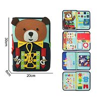 Логічна папка 25034 лабіринт з кульками, липучки, гудзики, шнурівка, поп іт, застібка, геометричні фігури, фрукти на ниточці, цифри