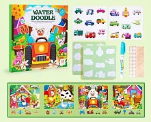 Логічна книжка C 75165 свійські тварини, картки на липучках, водна розмальовка, водний маркер, сортер, в плівці