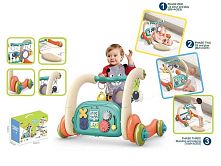Ходунки 6660 3в1, килимок, бізіборд, 3 брязкальця-підвіски, люстерко, піаніно, мелодії, підсвічування, килимок 81х40 см, коробці