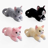 М’яка іграшка "Котик" 19612 4 кольори, довжина 45 см, ВИДАЄТЬСЯ МІКС ВИДІВ