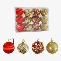 Новорічні прикраси C 67473 12 штук, кульки, D = 5,5 см, у слюді