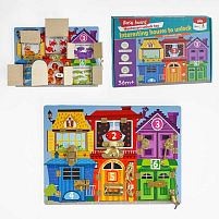 Бізіборд C 64848 “Квартирки з тваринами”, 6 видів замочків, що відкриваються віконця, в коробці