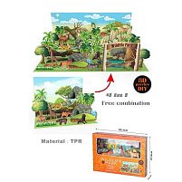 Набір тварин 6100 C 6 фігурок, 3D ігрове поле, об’ємні елементи, гумові, в коробці