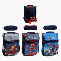 Рюкзак C 72898 розмір: 27х14х44 см, 1 відділення, 3 кишені, на блискавці, пластикові вставки, пенал, в пакеті, ВИДАЄТЬСЯ МІКС ВИДІВ