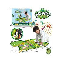 Музичний килимок YYD-02 2 в 1, піаніно, барабани, динозавр, музика, музичні інструменти, в коробці