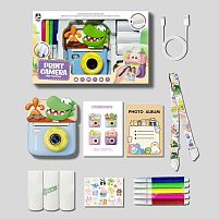 Фотоапарат-принтер M 12 D поворотний екран, дріт USB Type-C, роз’єм для SD карти, 3 рулони термопаперу, ремінець, наліпки, фломастери, в коробці,