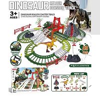 Трек FYS-DN 5 49 елементів, машинка на батарейках, фігурка динозавра, в коробці