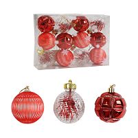 Новорічні прикраси C 67472 12 штук, кульки, D = 5,5 см, у слюді