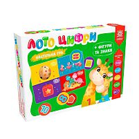 Лото “Цифри + фігури, знаки та асоціації” 129233 "Ранок" 6 карток, 24 фішки, в коробці