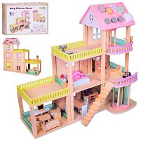 Будиночок для ляльок Bambi MD 0841 (26*71*76 см, дерево, 3 поверхи, 5 кімнат, меблі, дзвінок, замки)