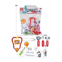 Набір лікаря 5507-11 стетоскоп, шприц, ложка, ніж, пластир, молоточок, термометр, пульсометр, щипці, бейдж, в пакеті