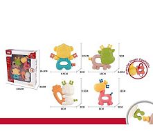 Набір брязкалець 668-93 4 штуки, “Кумедні тварини”, з’єднуються між собою, в коробці