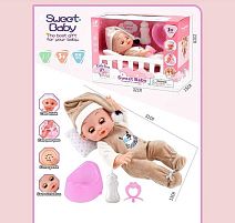 Пупс WD 2324 AB 2 види, висота 31 см, музичний чіп, звуки, заплющує очі, п’є, “ходить” на горщик, аксесуари, в коробці