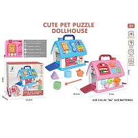 Логічний будинок HL 311-11 2 кольори, підсвічування, звуки, мелодії, на батарейках, сортер, пальчикові ігри, ксилофон, 5 нот, рухомі шестерні,