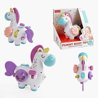 Брязкальце BY 117 2 види, хвіст-прорізувач, тріскачка, пискавка, рухома шестерня, пальчикова гра, в коробці