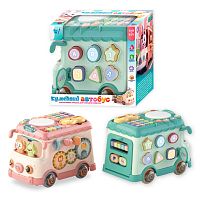 Розвивальний автобус 21696 "WToys", ОЗВУЧУВАННЯ УКРАЇНСЬКОЮ МОВОЮ, підсвічування, пальчикові ігри, сортер за формами, пискавка, брязкальця, тріск