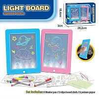 Дошка для малювання YM 29 2 дошки, підсвічування, 8 трафаретів, 8 маркерів, в коробці