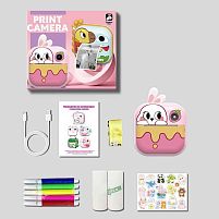 Фотоапарат-принтер M 5 R фронтальна камера, дріт micro USB, роз’єм для SD карти, 2 рулони термопаперу, ремінець, наліпки, фломастери, в коробці