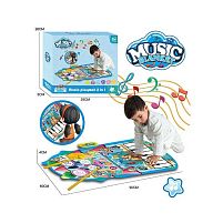 Музичний килимок YYD-04 2 в 1, піаніно, барабани, музика, музичні інструменти, запис та відтворення, в коробці