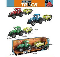 Трактор 0488-304 C 3 кольори, причіп, розмір: 44.5х10.5х11.5 см, інерція, звук, в коробці, ВИДАЄТЬСЯ ТІЛЬКИ МІКС ВИДІВ