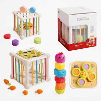 Логічний куб YL 1303 DA морквяні грядки, сортер, спінер, стукалка, еластичні решітки, в коробці