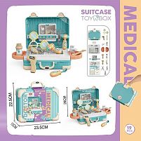 Набір лікаря 8 HT 08 окуляри, термометр, ножиці, хірургічний ніж, молоточок, отоскоп, дзеркало, шприц, монітор, наліпки, у валізі