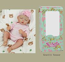 Пупс QM 24075 "TK Group", функціональний, датчик руху, звуки: сміх, плач, засинає, висота: 42 см, гумовий, пустушка, пляшечка, памперс, капелюшок