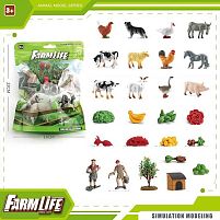 Набір тварин YJ 711 “Свійські тварини”, фігурки людей, овочі та фрукти, 12 тварин, в пакеті