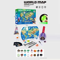 Набір археолога 920 мапа Світу, каміння, археологічні інструменти, лупа, ліхтарик, картки, мішечок, в коробці