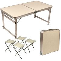 Стіл-валіза зміцнена (мдф, алюм.каркас, 4 стільці) 120*60*70см Stenson MH-5363-3
