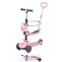 Самокат триколісний iTrike JR3-133-P (колеса: передні Ø4,4"/заднє Ø3,5"/PU, підсв, музика, гальмо: ножне/заднє, батьк. ручка, висота керма: 61-75 см)