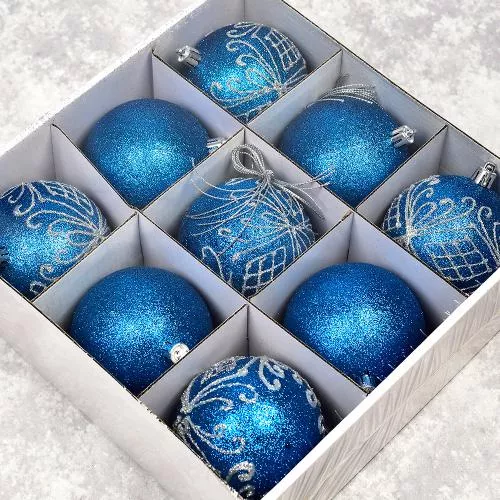 Ялинкові кульки 8см 9шт/наб Stenson M47878 фото 2